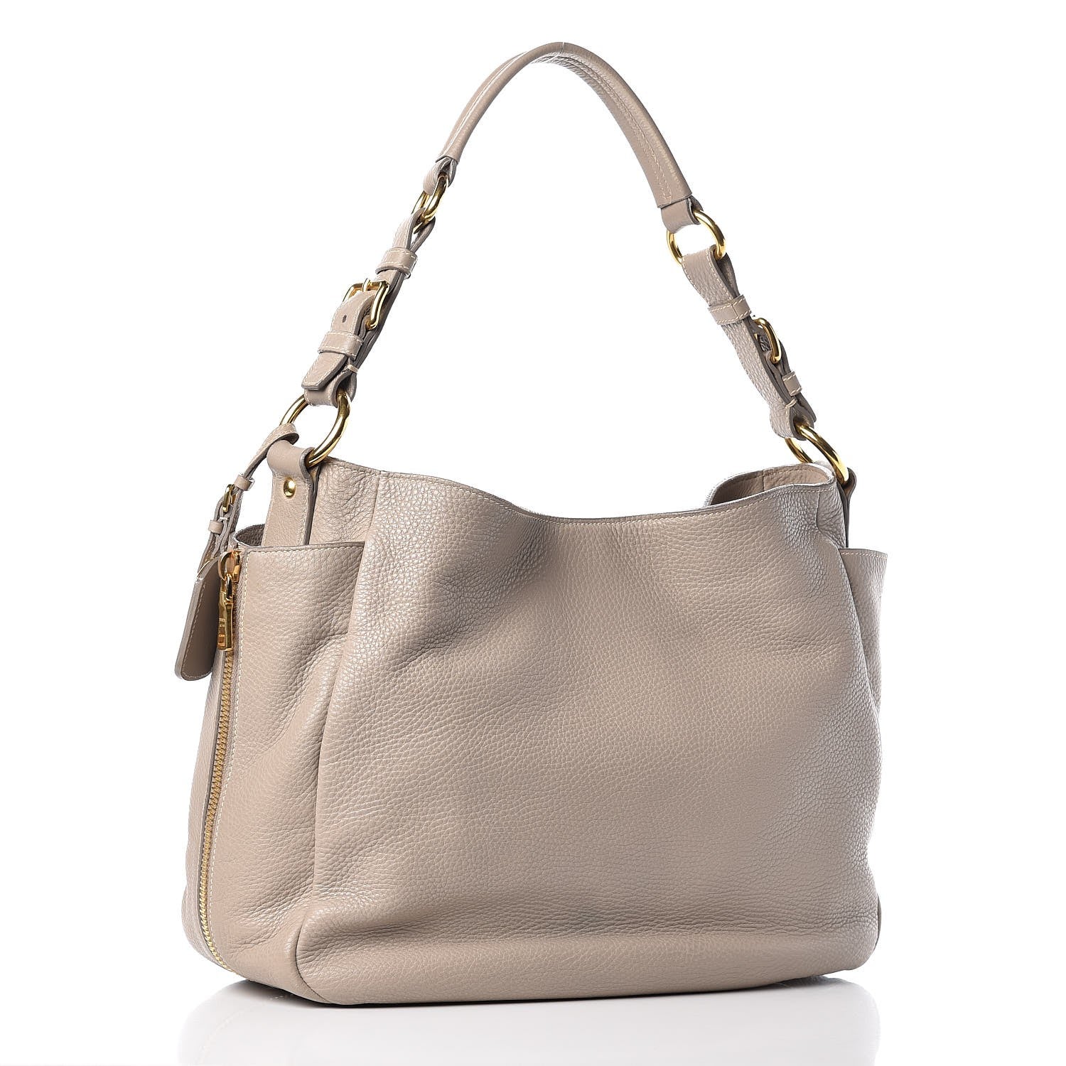 Prada Vitello Daino Side Pocket Hobo Pomice 3 of 22