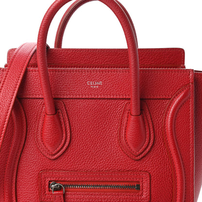 Celine Drummed Calfskin Nano Luggage Red 10 of 10