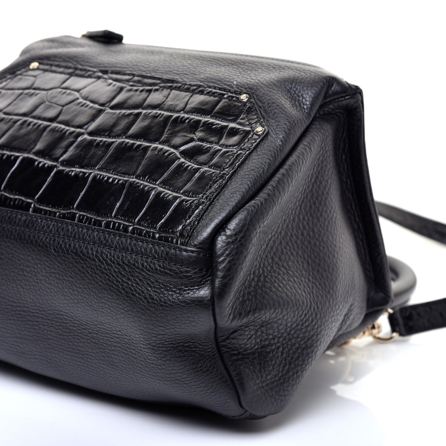 Calfskin Crocodile Embossed Small Pandora Black