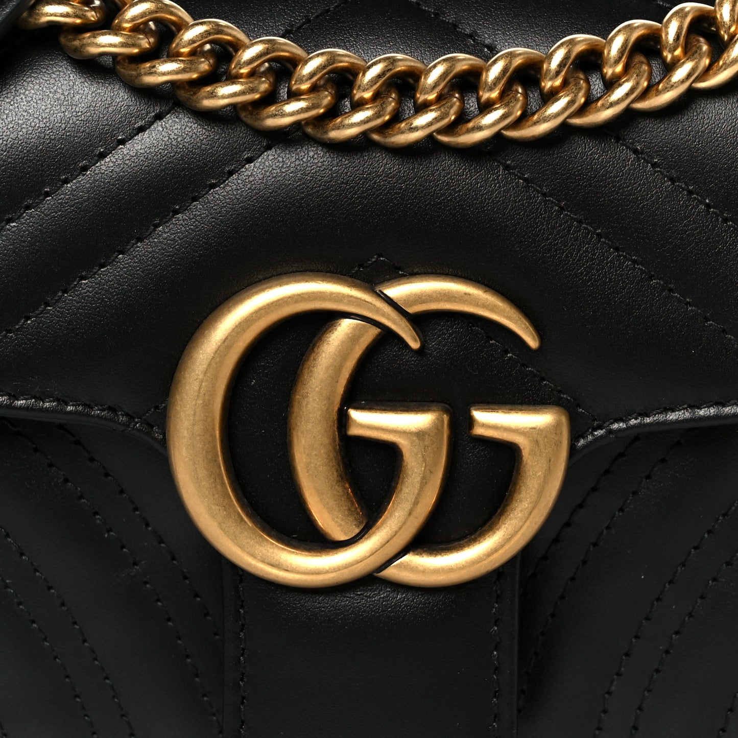 Calfskin Matelasse Mini GG Marmont Shoulder Bag Black