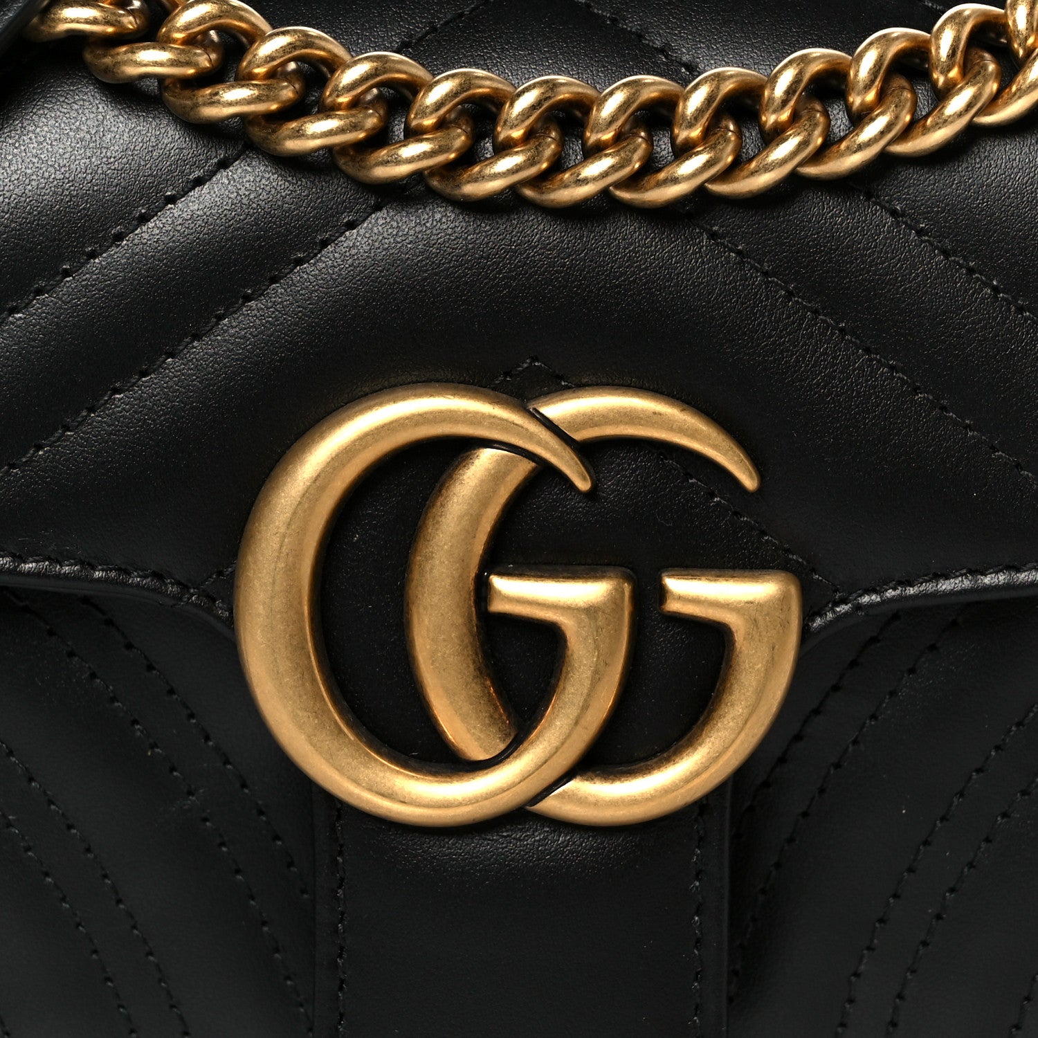 Gucci Calfskin Matelasse Mini GG Marmont Shoulder Bag Black 9 of 11