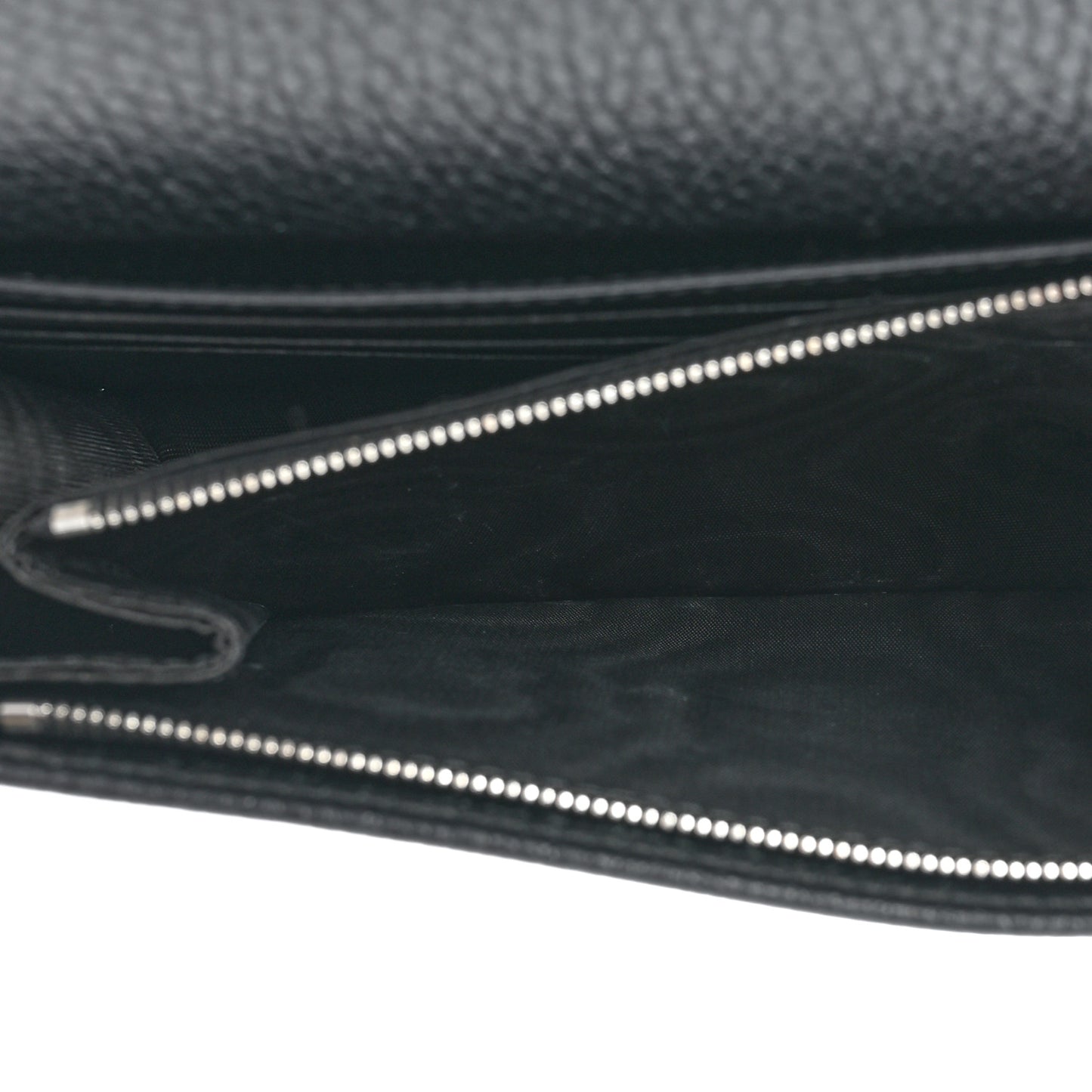 Dollar Calfskin Enamel Monochrome Mini GG Marmont Chain Wallet Black