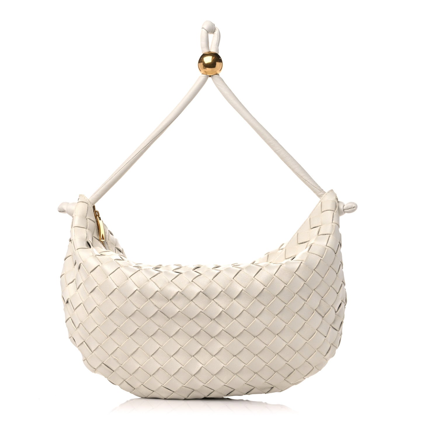 Nappa Intrecciato Medium Turn Pouch White