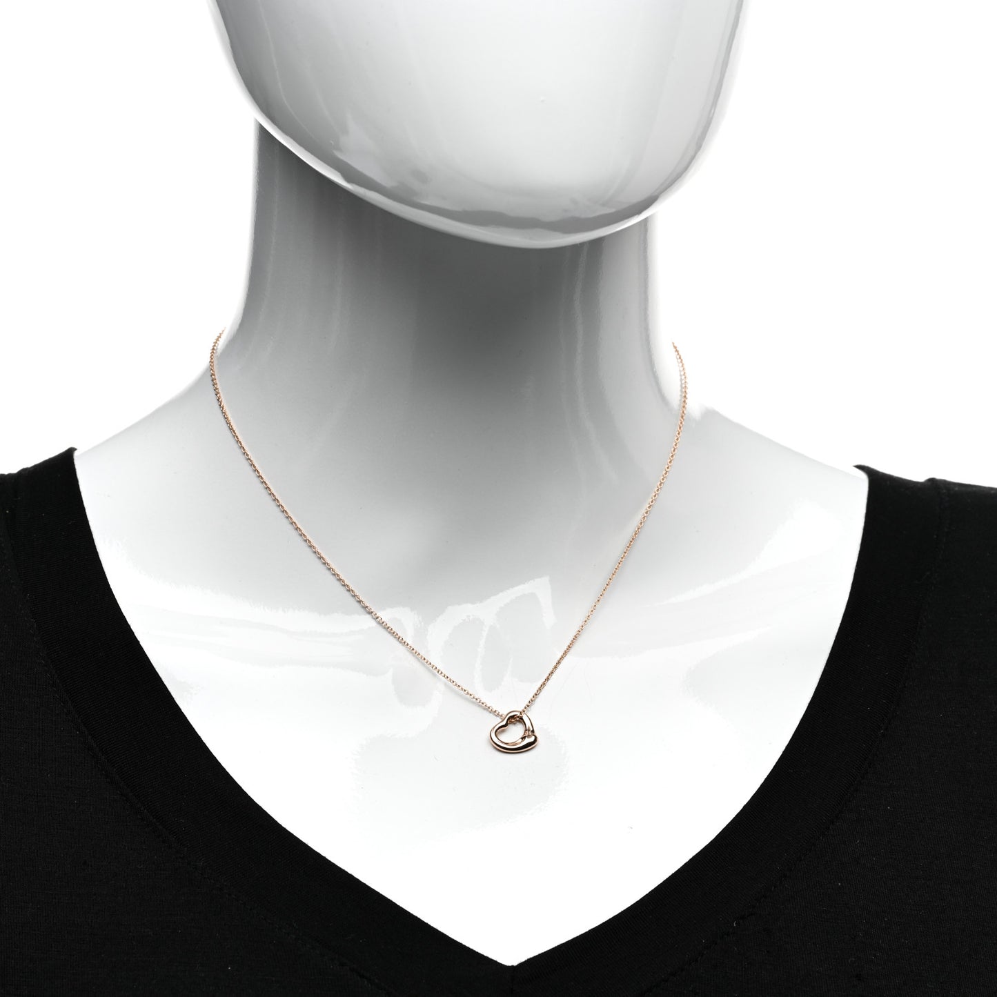 18K Rose Gold 11mm Elsa Peretti Open Heart Pendant Necklace