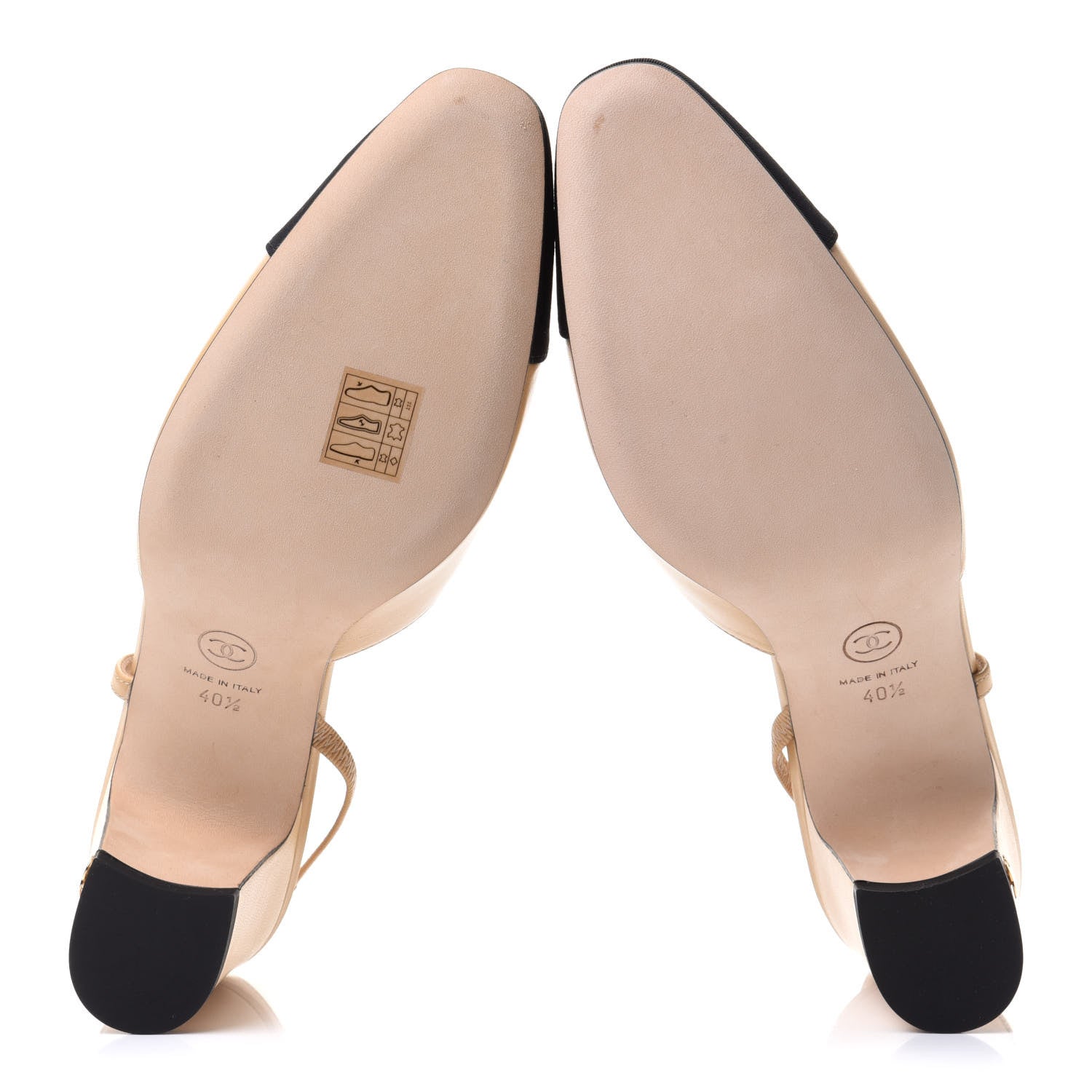Chanel Goatskin Grosgrain Cap Toe CC Slingback Pumps 40.5 Beige Black 5 of 10