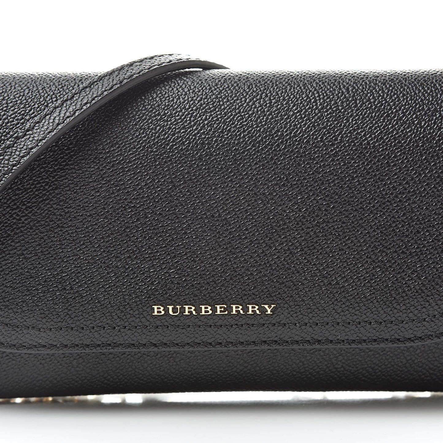 Grainy Calfskin Henley Wallet On Chain Black