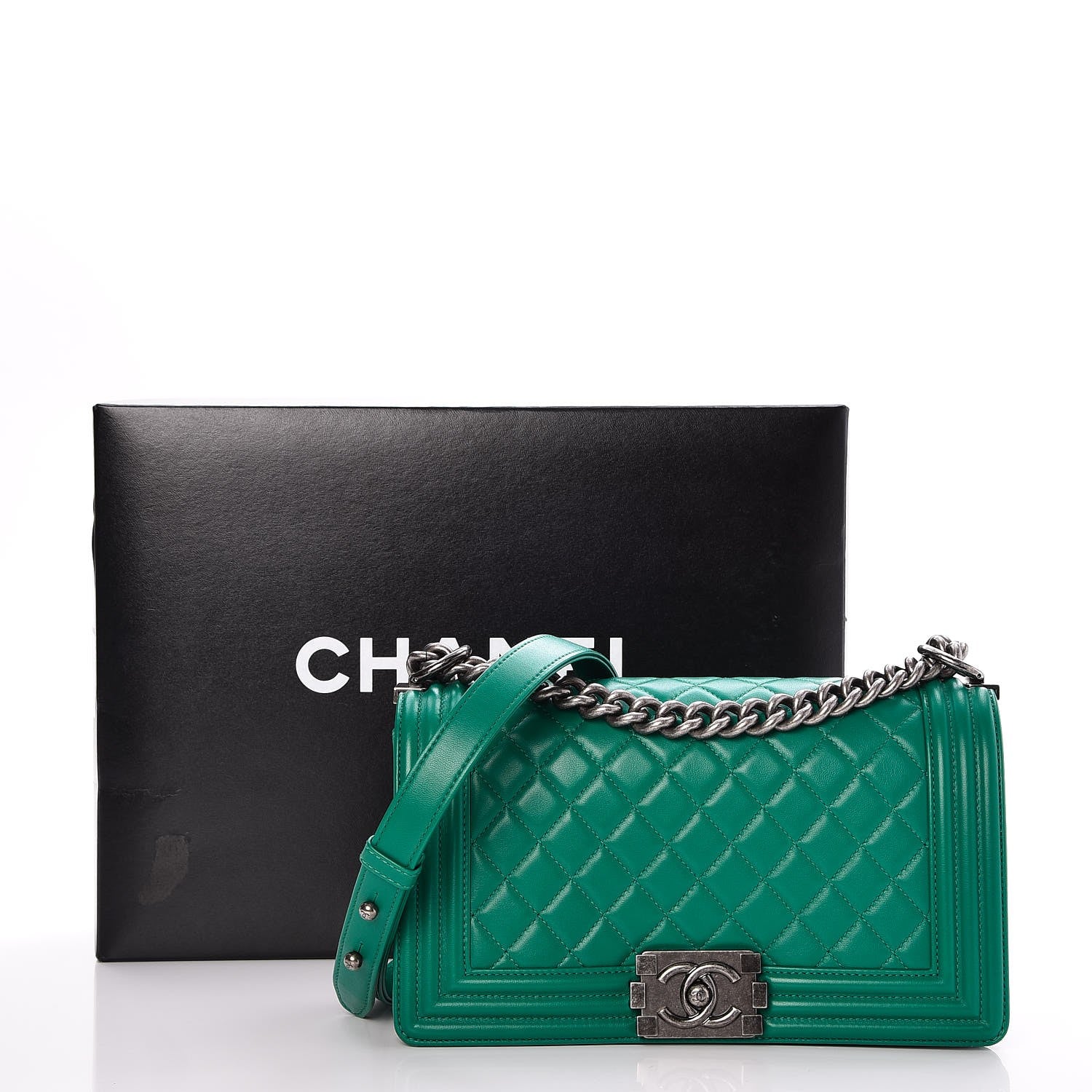 Chanel Lambskin Quilted Medium Boy Flap Green 8 of 8