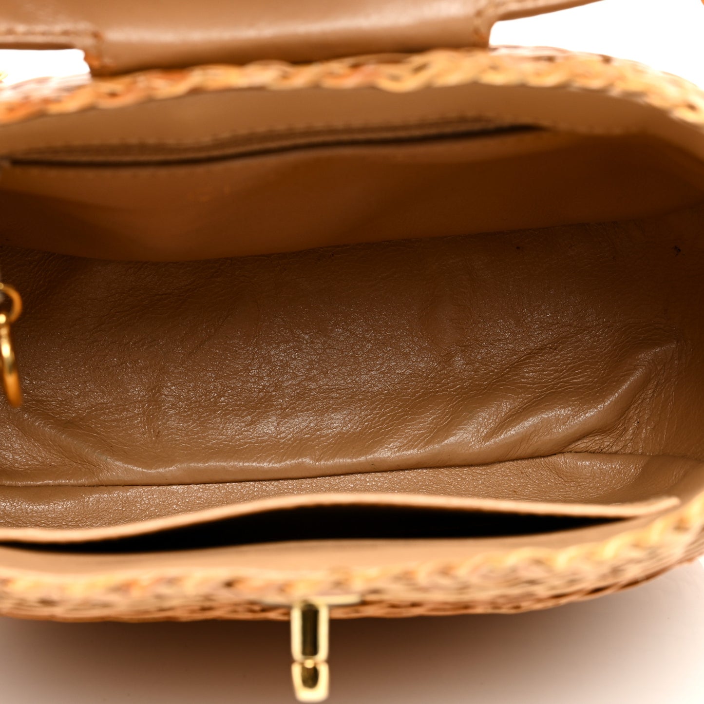 Lambskin Straw Basket Shoulder Bag Beige
