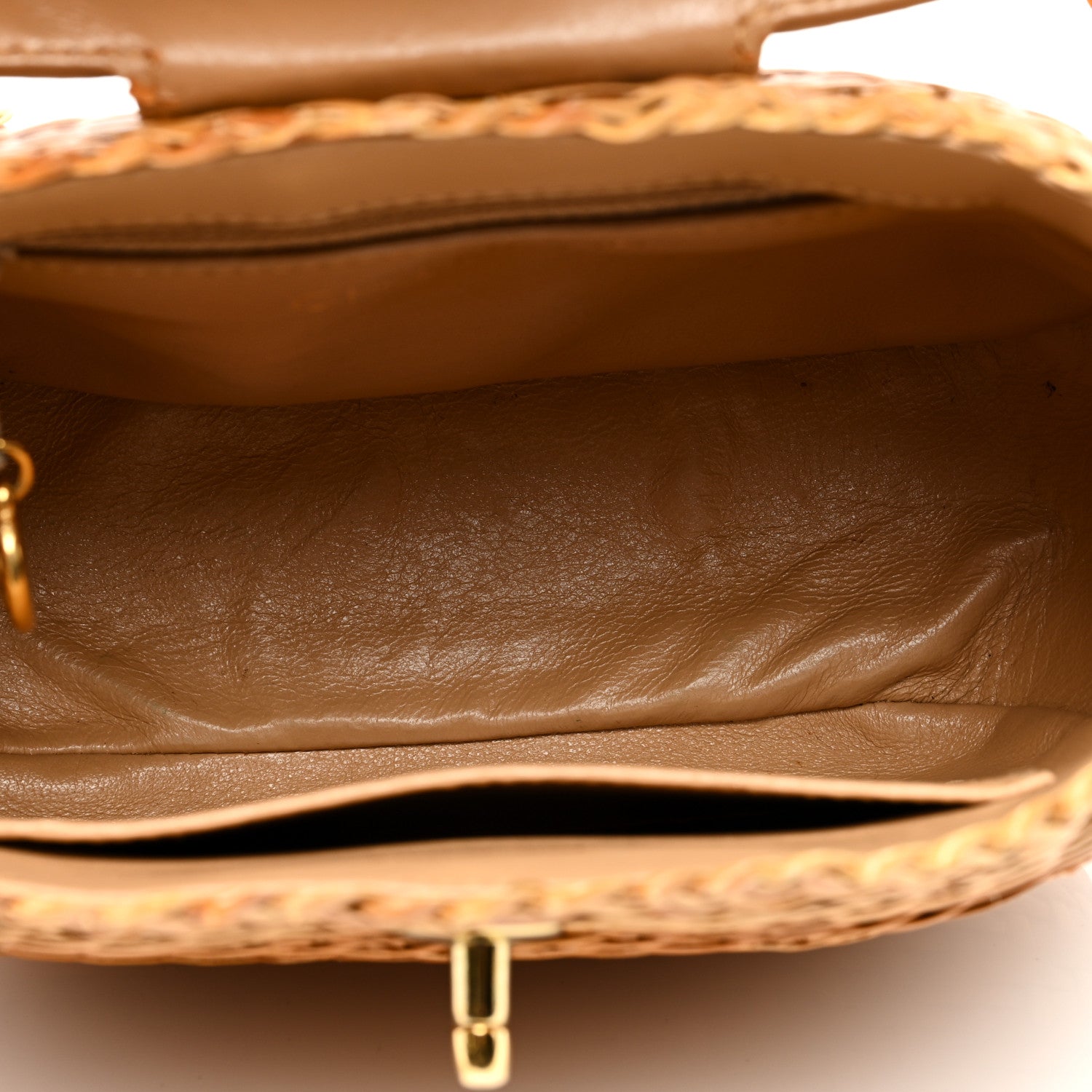 Chanel Lambskin Straw Basket Shoulder Bag Beige 5 of 11