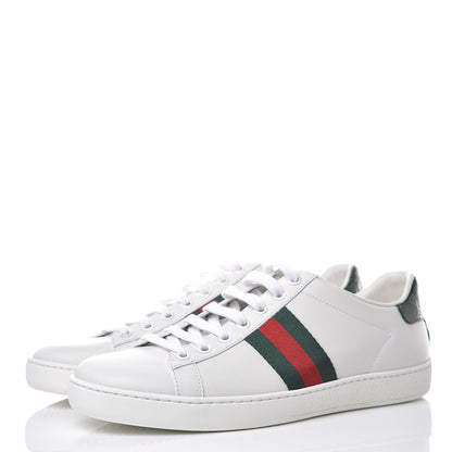 Gucci Calfskin Crocodile Web Ace Sneakers 35.8 White Blue 3 of 10