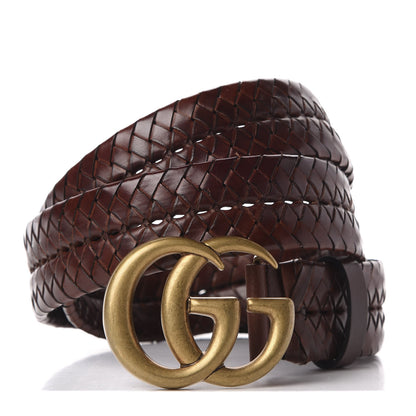 Gucci Calfskin Braided Double G 40mm Belt 90 36 Cuoio Bruciato 1 of 6
