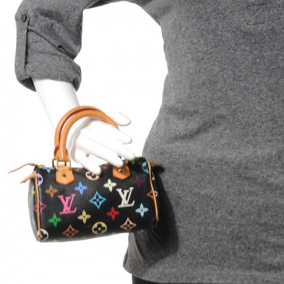 Louis Vuitton Monogram Multicolor Mini Sac HL Speedy Black 2 of 7