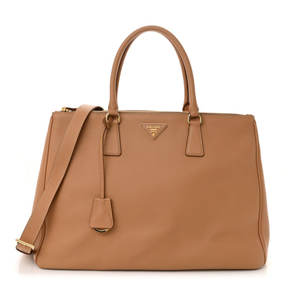 Prada Soft Grain Calfskin Extra Large Galleria Double Zip Tote Natural 1 of 10