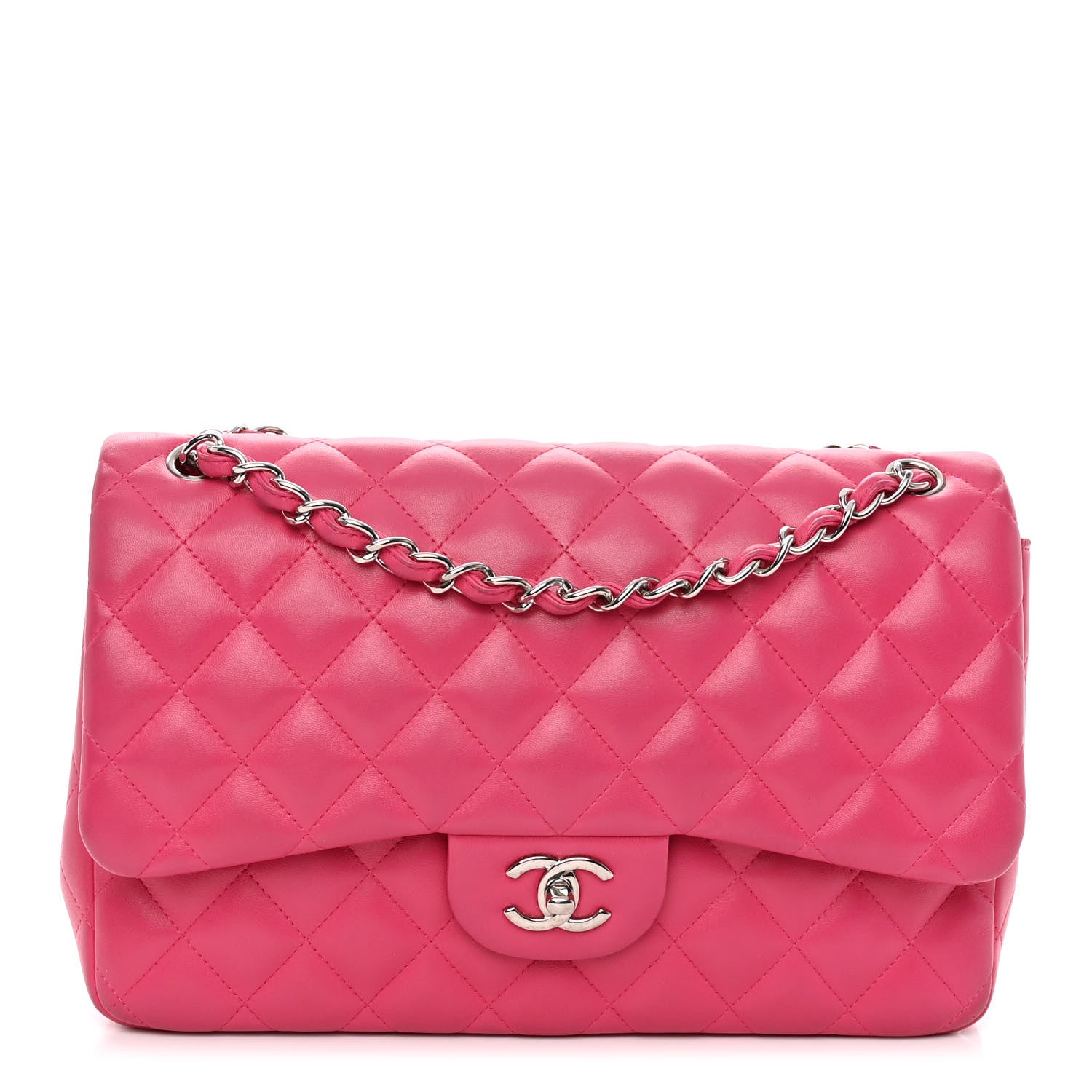 Chanel Lambskin Quilted Jumbo Double Flap Dark Pink 1 of 14