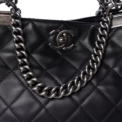Chanel Calfskin Quilted Small Shopping In Chains Tote Black 14 of 14