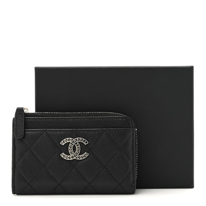 Chanel Caviar Quilted CC Logo Zip Around Card Holder Black 8 of 8