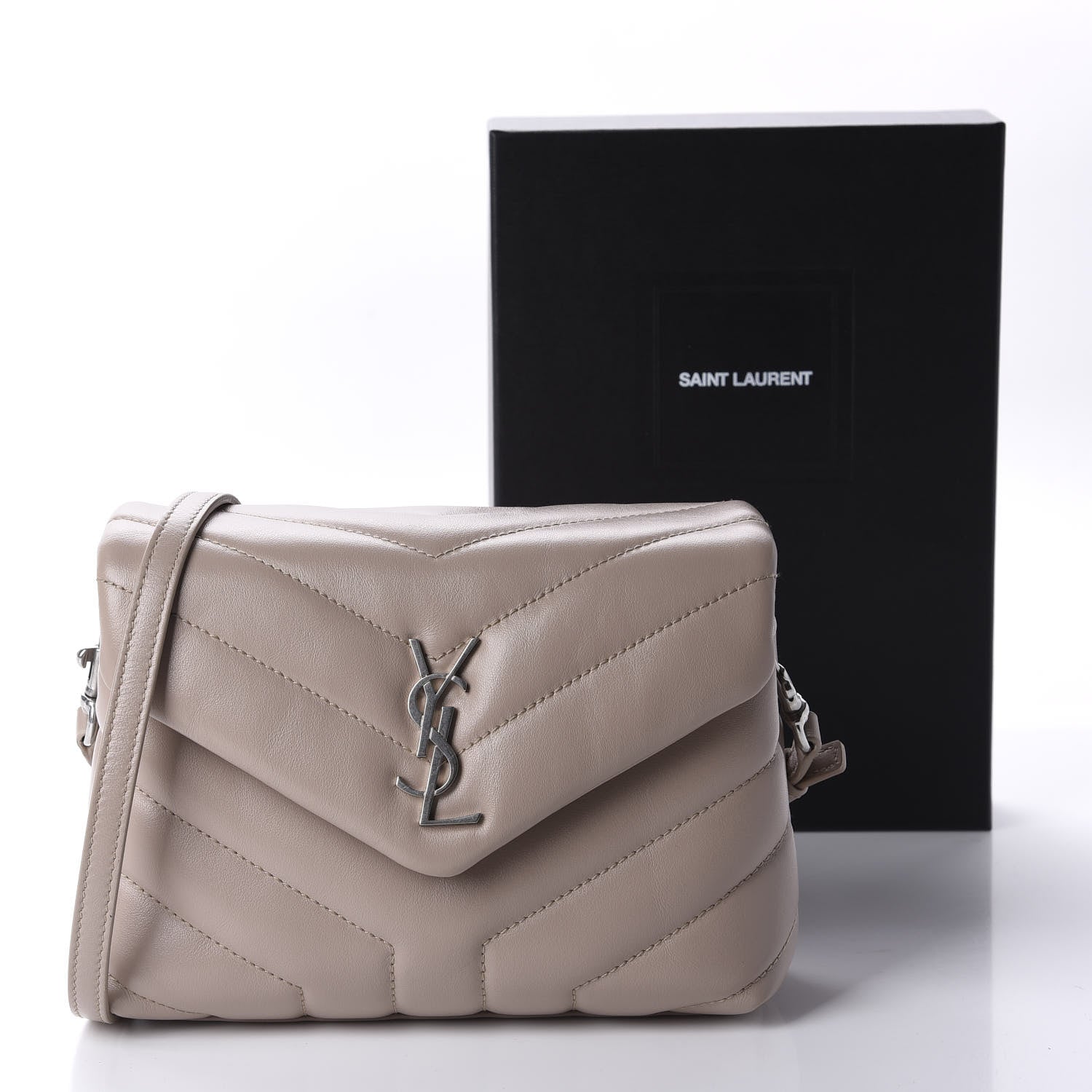 Saint Laurent Calfskin Y Quilted Monogram Toy Loulou Crossbody Bag Light Natural 12 of 12