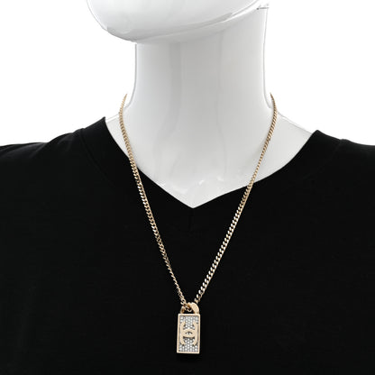 Chanel Crystal Dog Tag Chain Necklace Gold 2 of 7