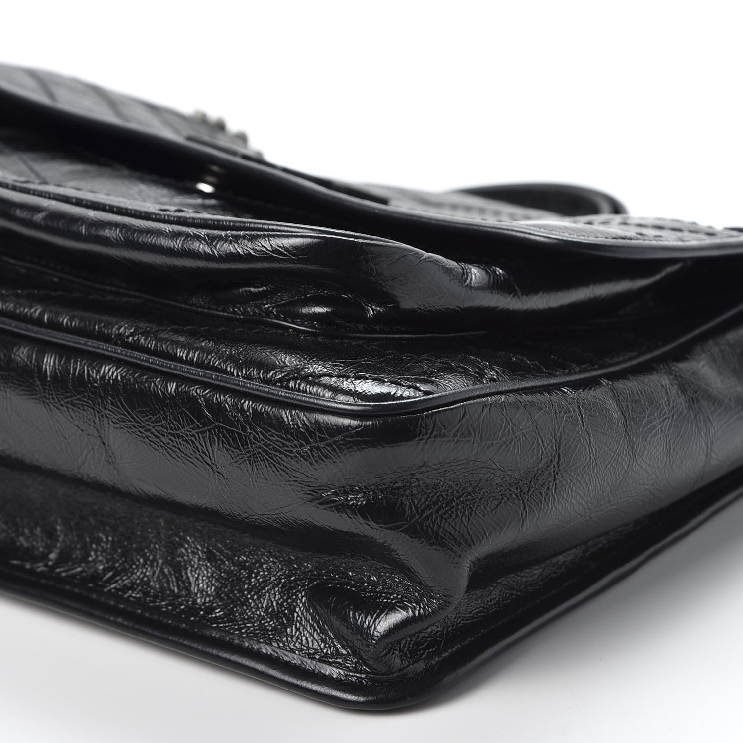 Saint Laurent Crinkled Calfskin Matelasse Monogram Large Niki Chain Satchel Black 6 of 10