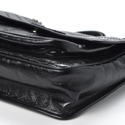 Saint Laurent Crinkled Calfskin Matelasse Monogram Large Niki Chain Satchel Black 6 of 10