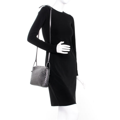 Bottega Veneta Metallic Nappa Intrecciato Pillow Crossbody Messenger Dark Grey 2 of 8