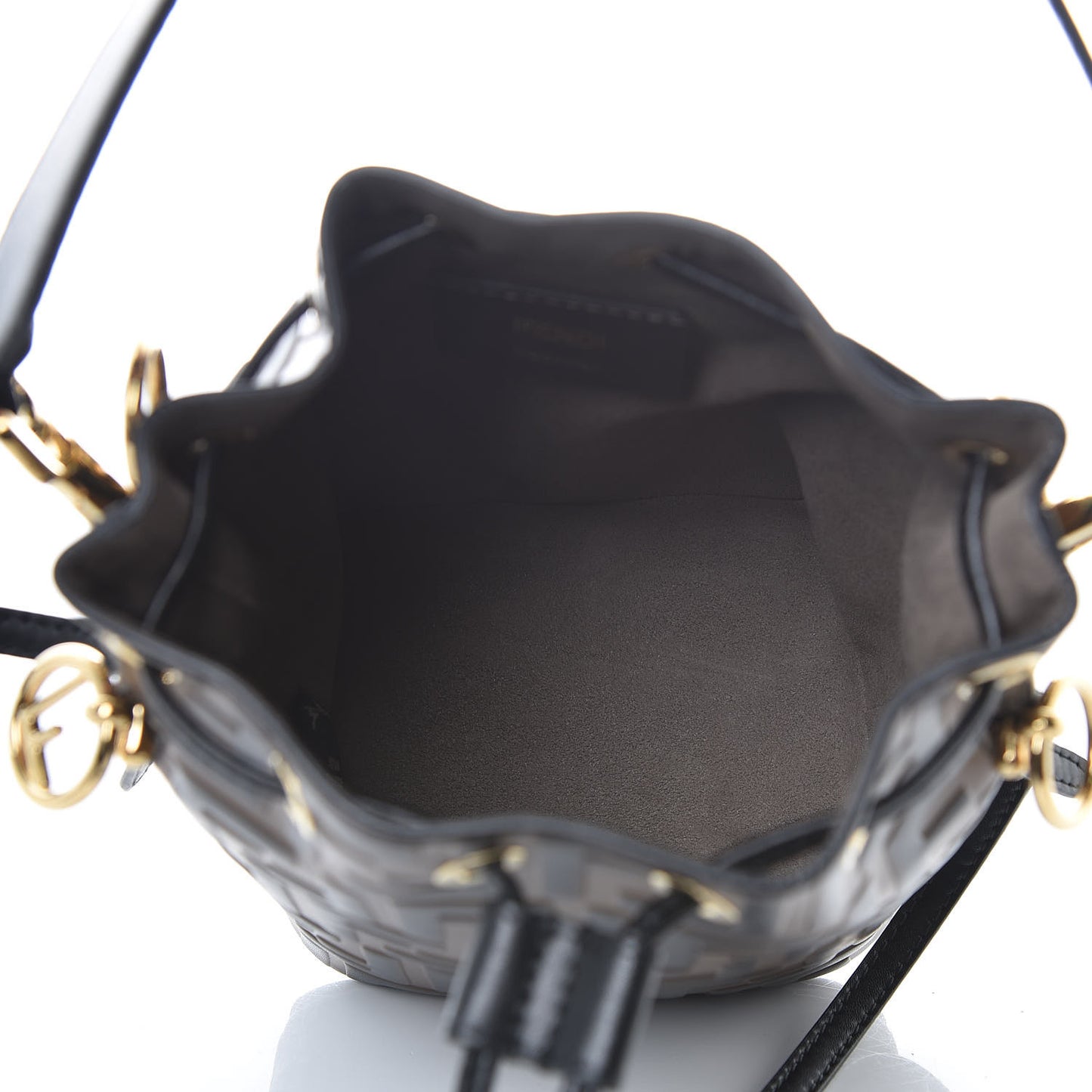 Vitello Liberty F is Fendi Bi-Color FF 1974 Embossed Mini Mon Tresor Bucket Bag Maya Black