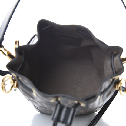 Fendi Vitello Liberty F is Fendi Bi-Color FF 1974 Embossed Mini Mon Tresor Bucket Bag Maya Black 5 of 7