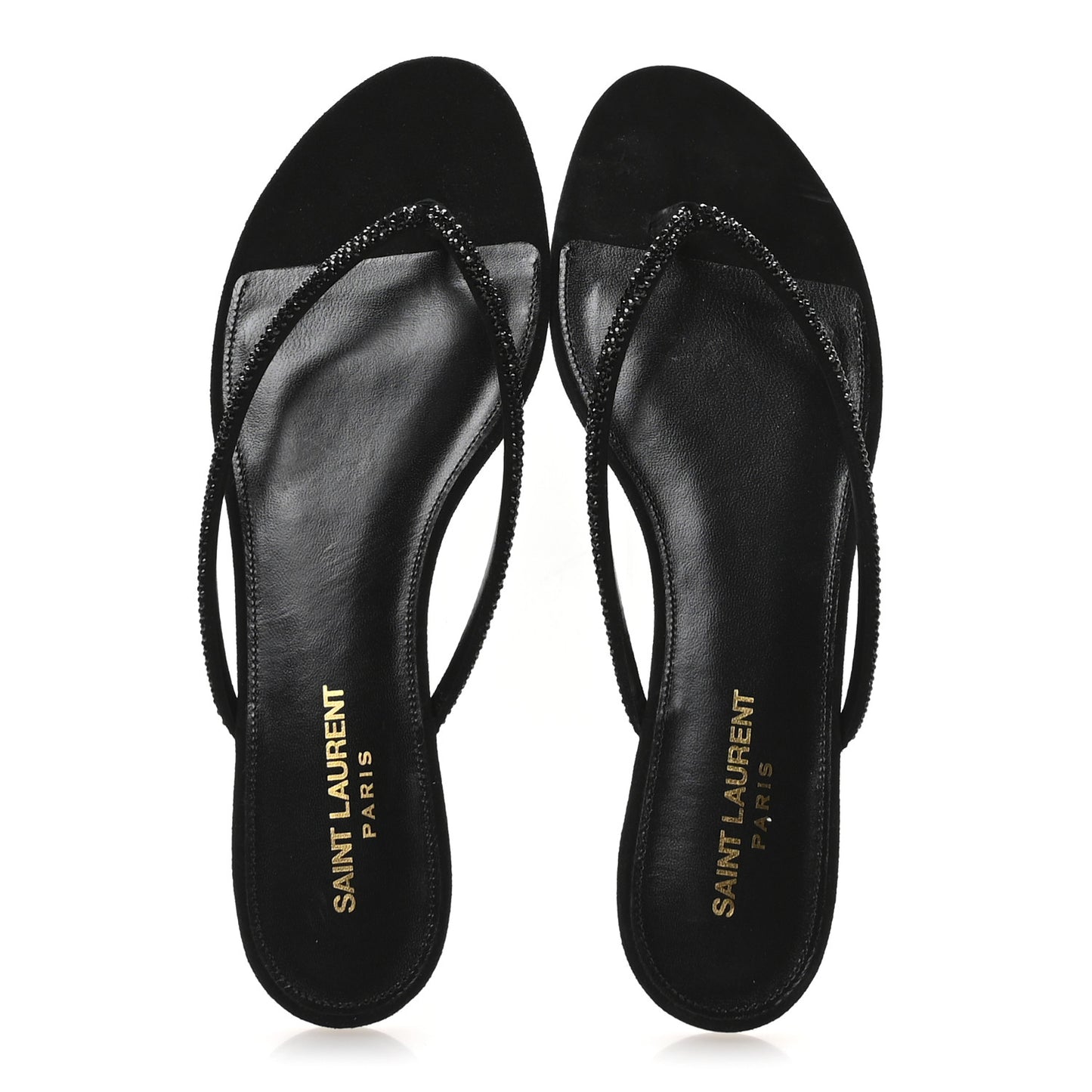 Kid Suede Strass Crystal Embellished Joni 05 Flat Sandals 39 Black