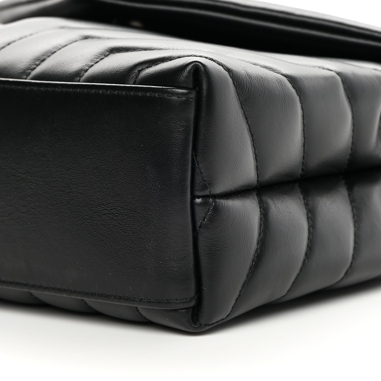 Calfskin Y Quilted Monogram Monochrome Small Loulou Chain Satchel Black