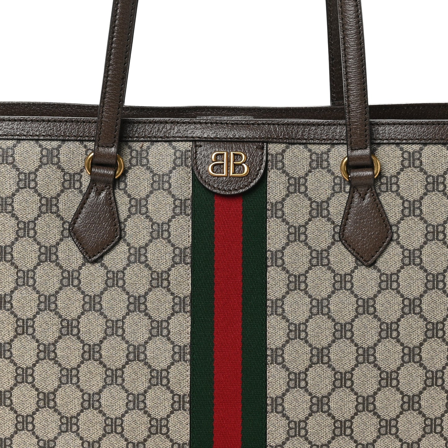 X BB Supreme Monogram Web Medium Ophidia Shopping Tote Beige New Acero