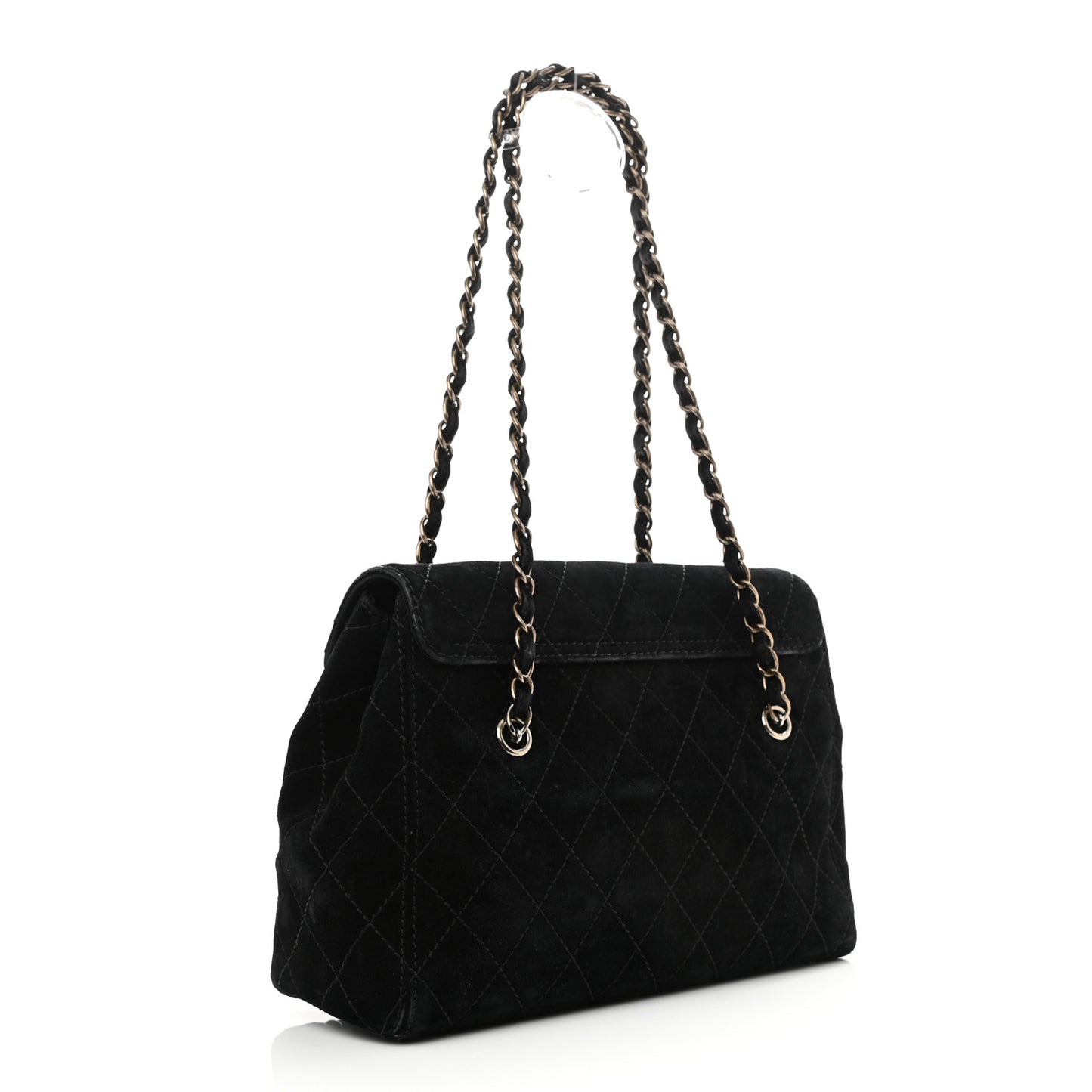 Suede Jumbo Single Flap Black
