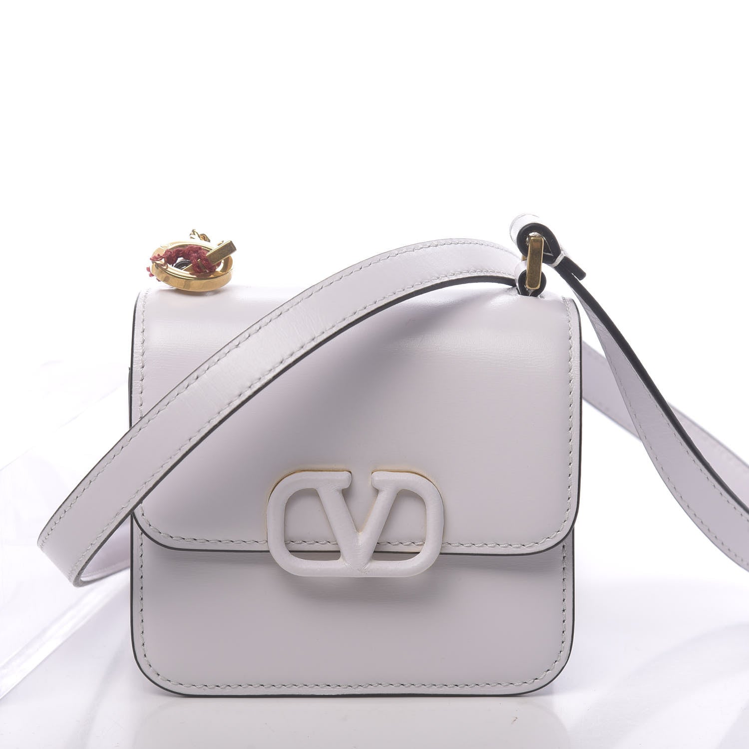 Valentino Garavani Smooth Calfskin Micro VSling Shoulder Bag White 7 of 9