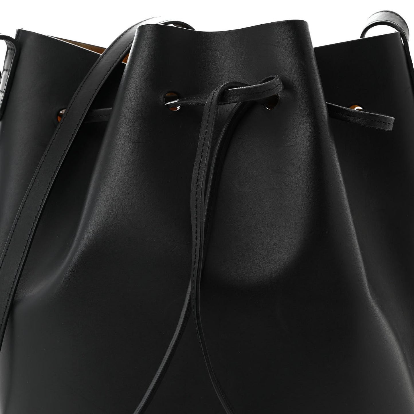 Vegetable Tanned Calfskin Bucket Bag Black Oro