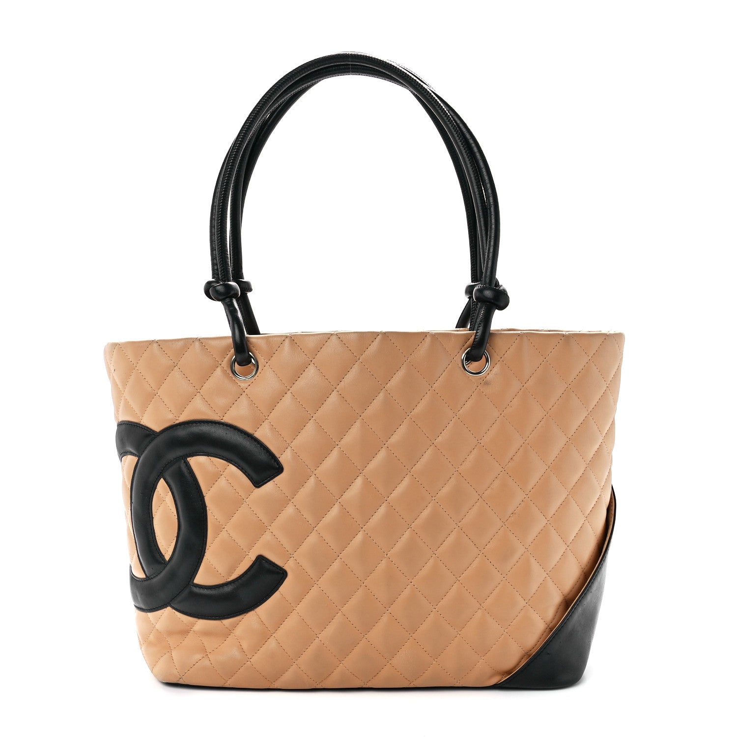 Chanel Calfskin Quilted Large Cambon Tote Beige Black 1 of 10