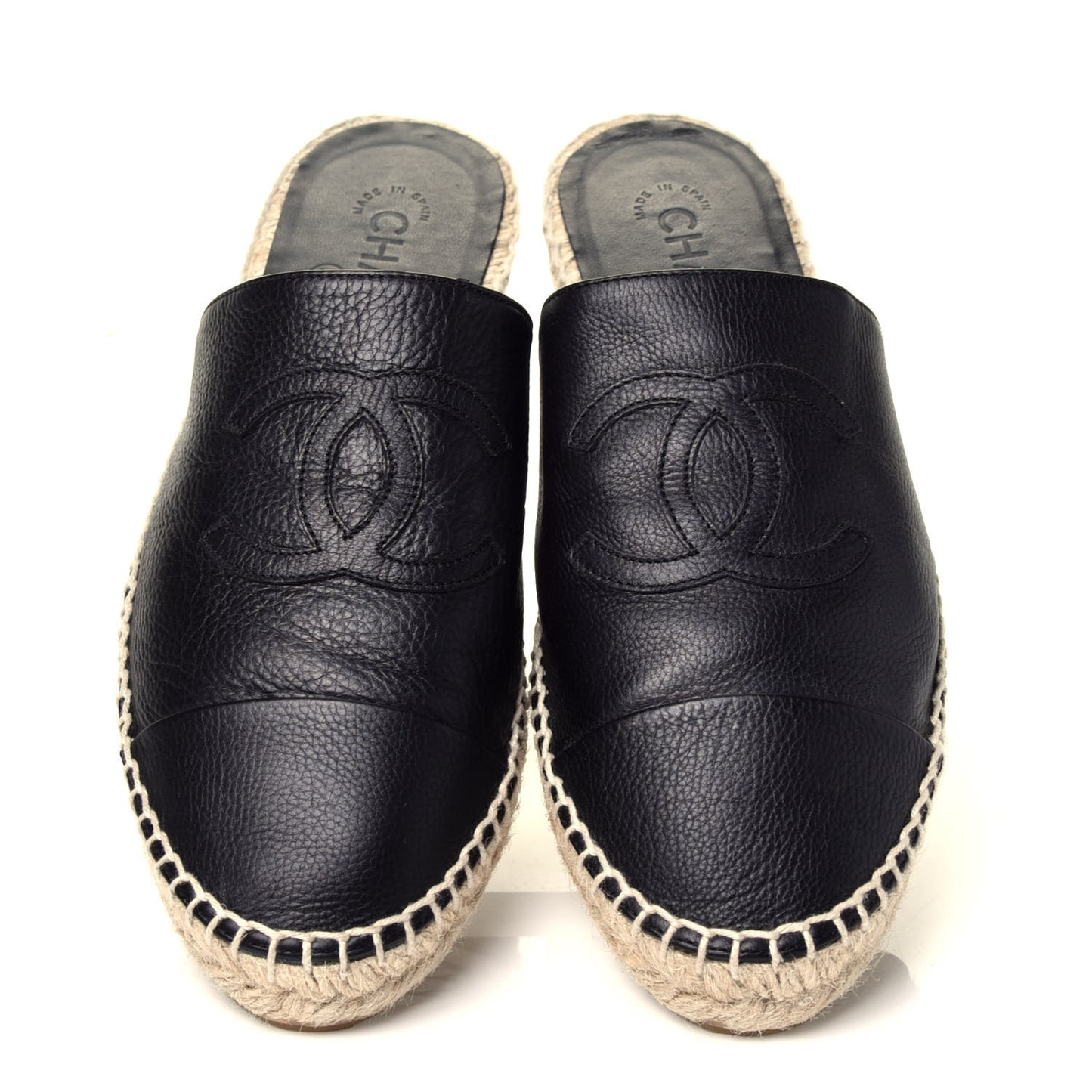 Calfskin CC Espadrille Mules 40 Black