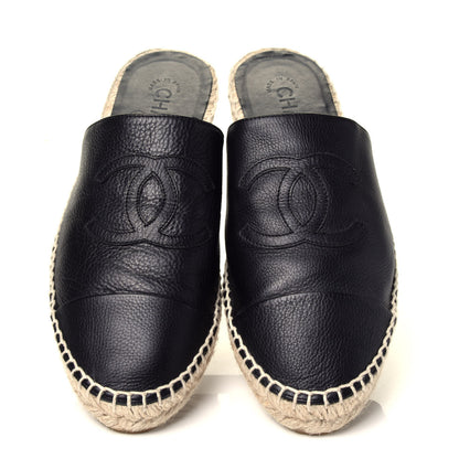 Chanel Calfskin CC Espadrille Mules 40 Black 5 of 10