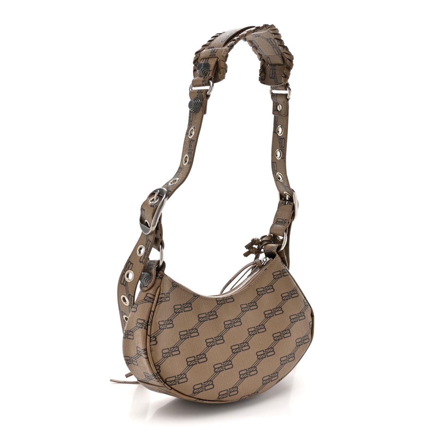 Coated Canvas BB Monogram Le Cagole Shoulder Bag XS Beige Brown