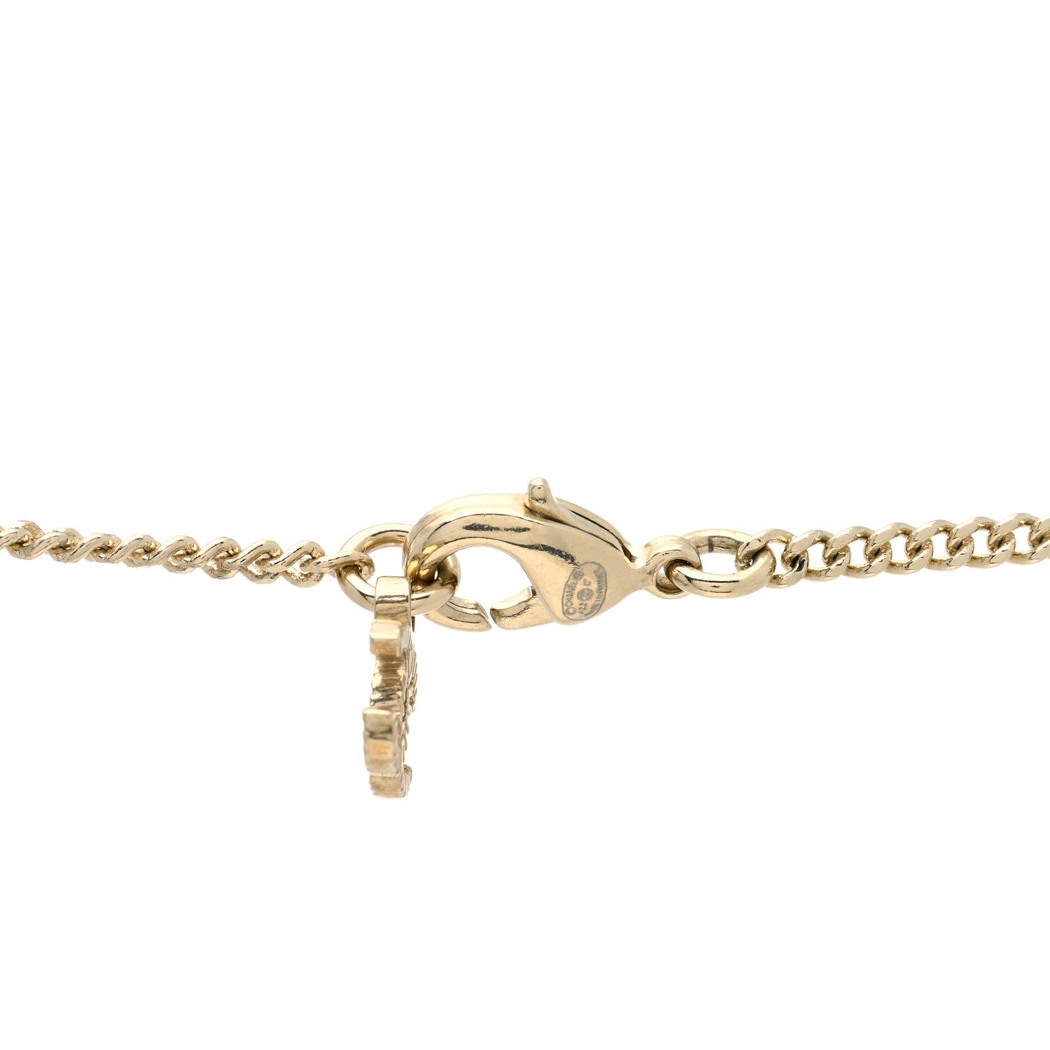 Chanel Baguette Crystal Logo CC Chain Necklace Gold 4 of 6
