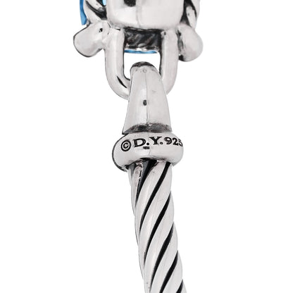 David Yurman Sterling Silver Blue Topaz Diamond 8mm Chatelaine Bracelet 3 of 4