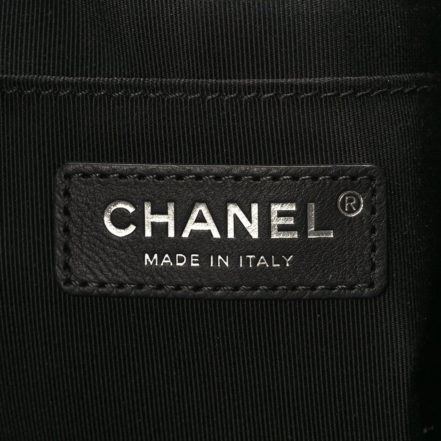 Caviar Flat Quilted CC Chain Bucket Drawstring Bag Black
