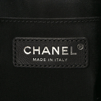 Chanel Caviar Flat Quilted CC Chain Bucket Drawstring Bag Black 6 of 10