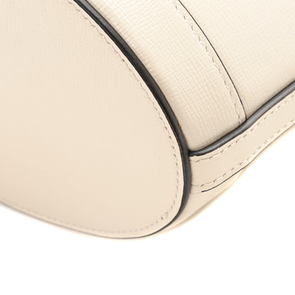 Gucci Monogram Textured Calfskin Horsebit 1955 Drawstring Bucket Bag Beige Mystic White 10 of 10