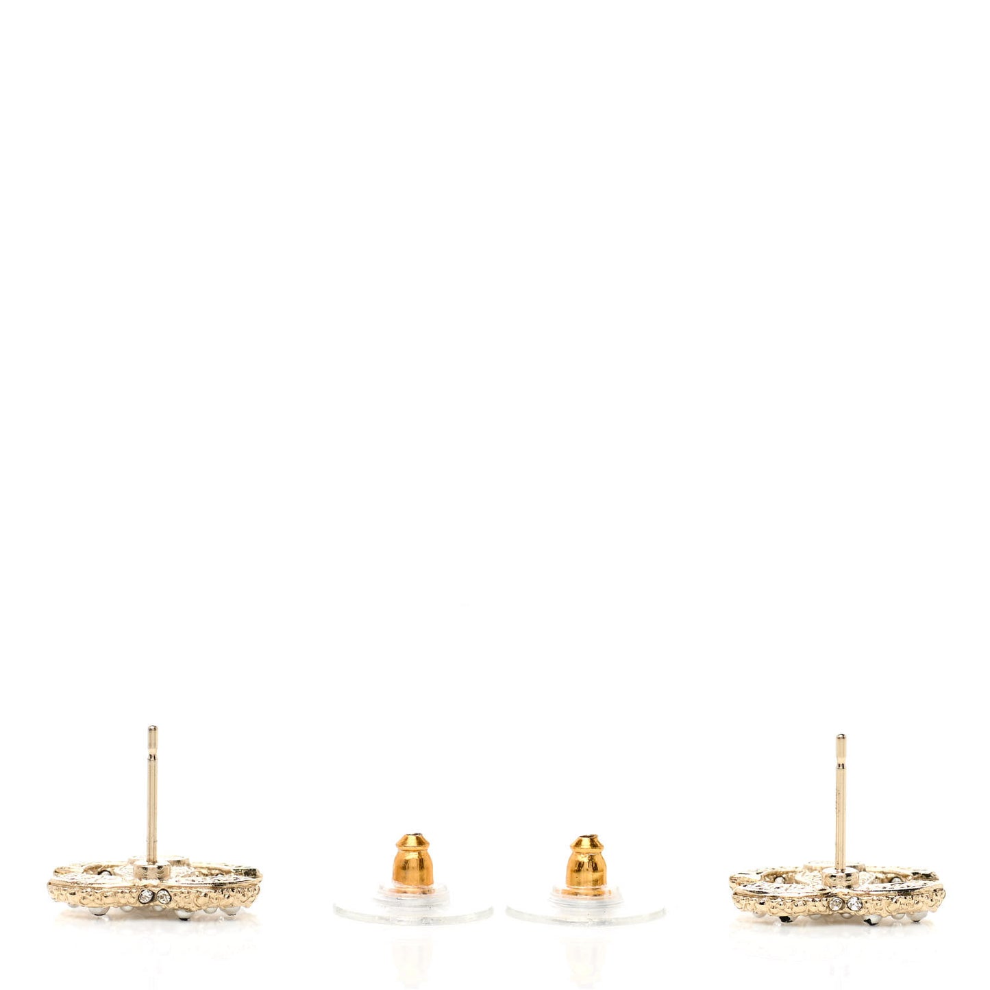 Pearl Crystal CC Earrings Light Gold