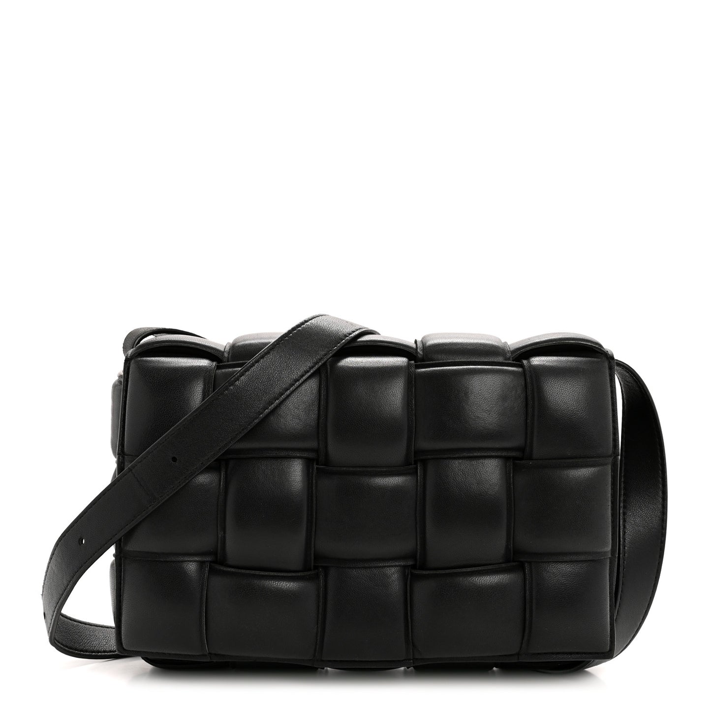 Nappa Maxi Intreccio Padded Cassette Crossbody Bag Black