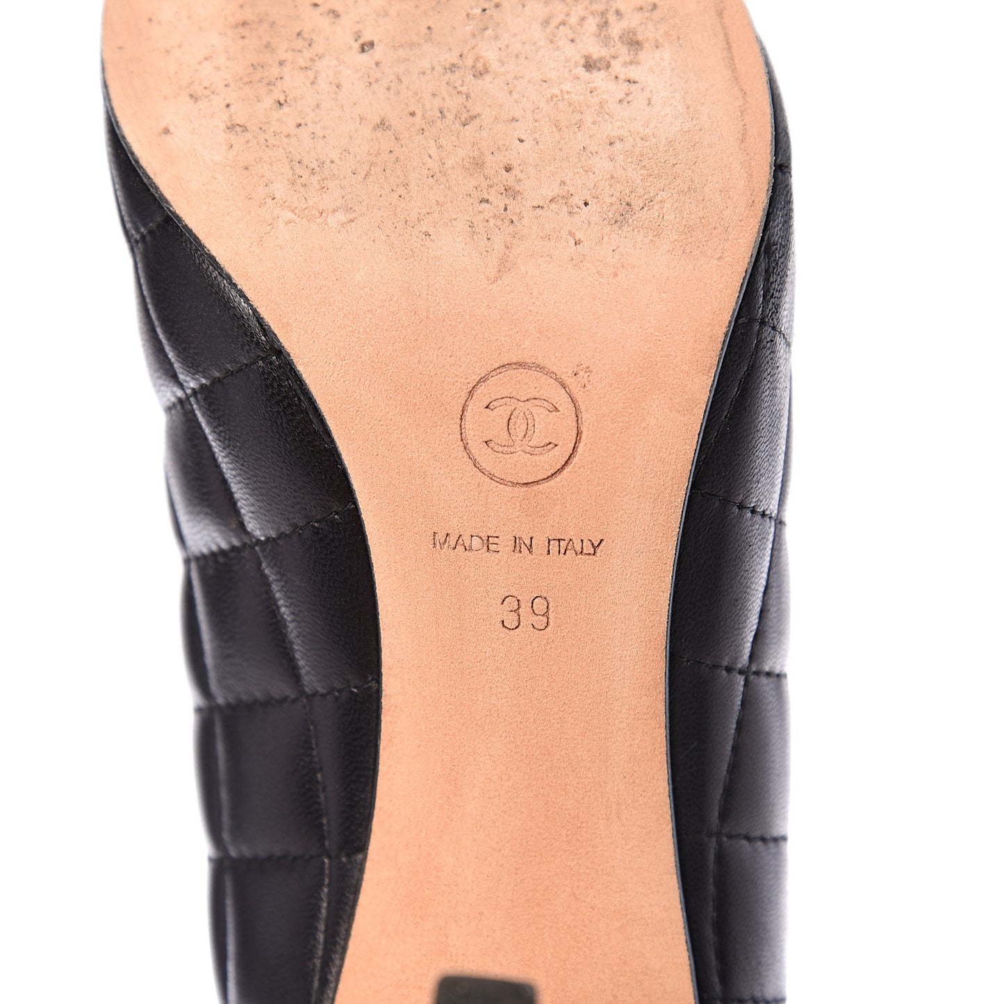 Lambskin Quilted CC Cap Toe Boots 39 Black