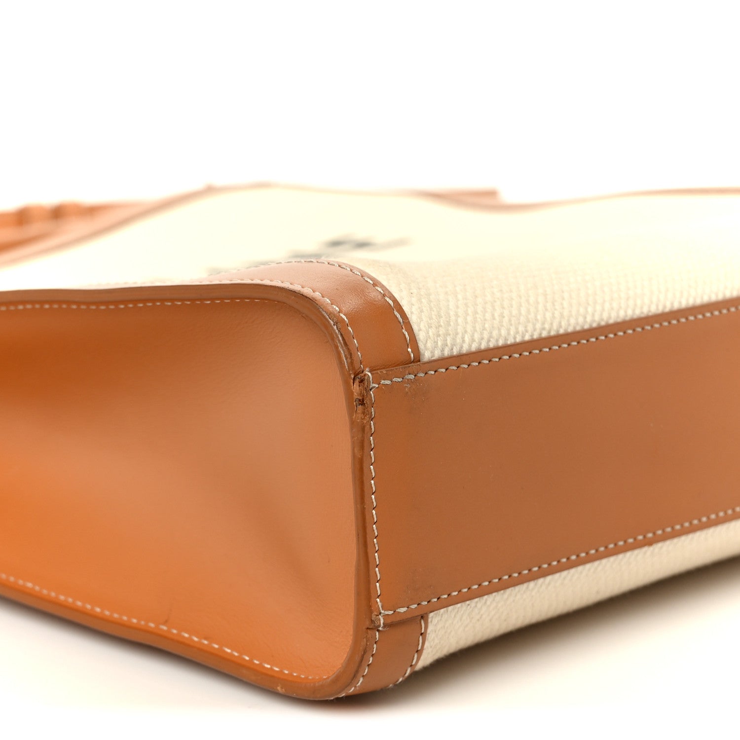 Celine Canvas Calfskin Logo Print Small Vertical Cabas Natural Tan 9 of 10