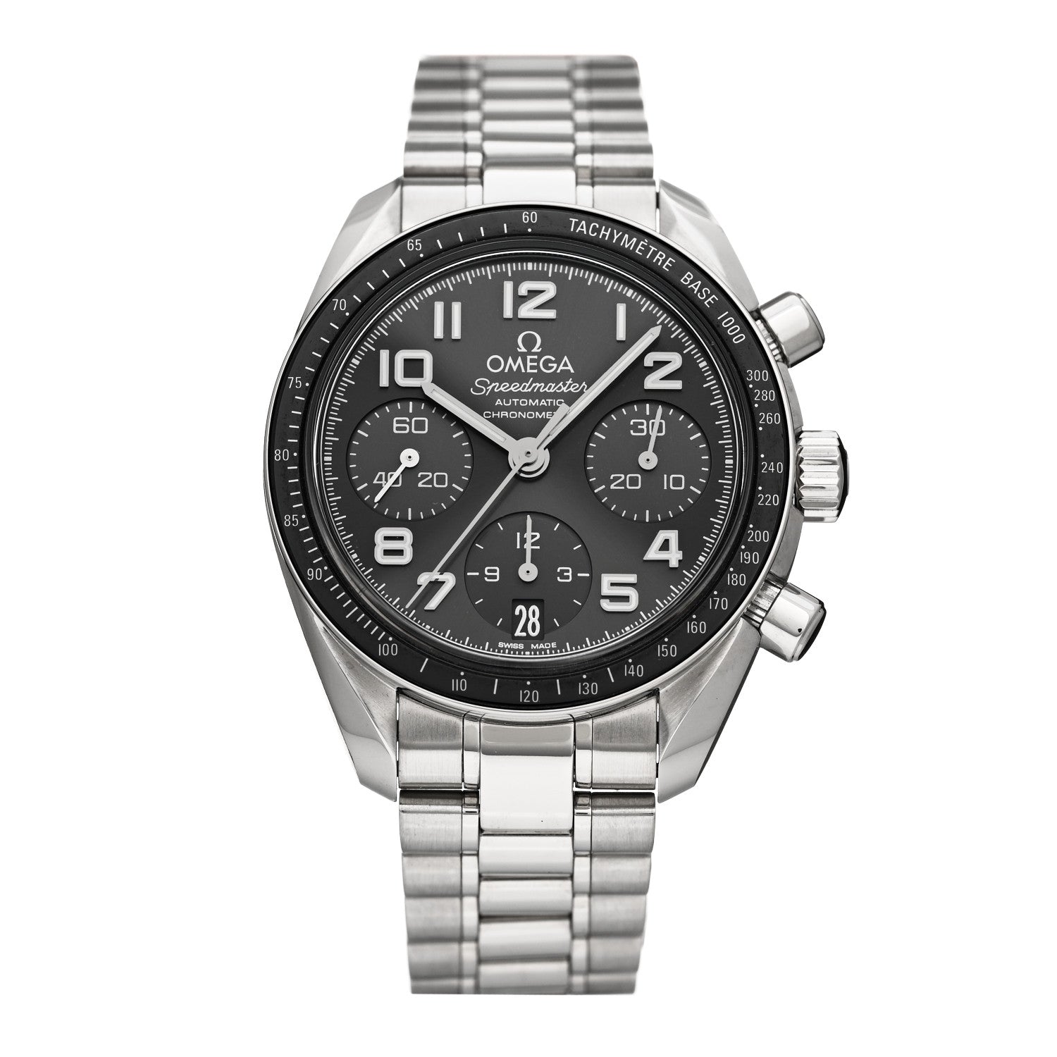 Omega Stainless Steel 38mm Speedmaster Date Chronograph Automatic Watch Grey 324.30.38.40.06.001 1 of 4