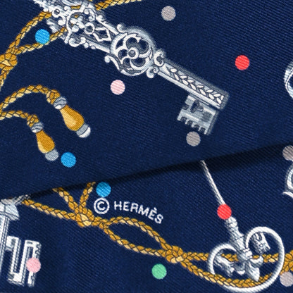 Hermes Silk Les Cles A Pois Twilly Marine Gris Argent 4 of 4
