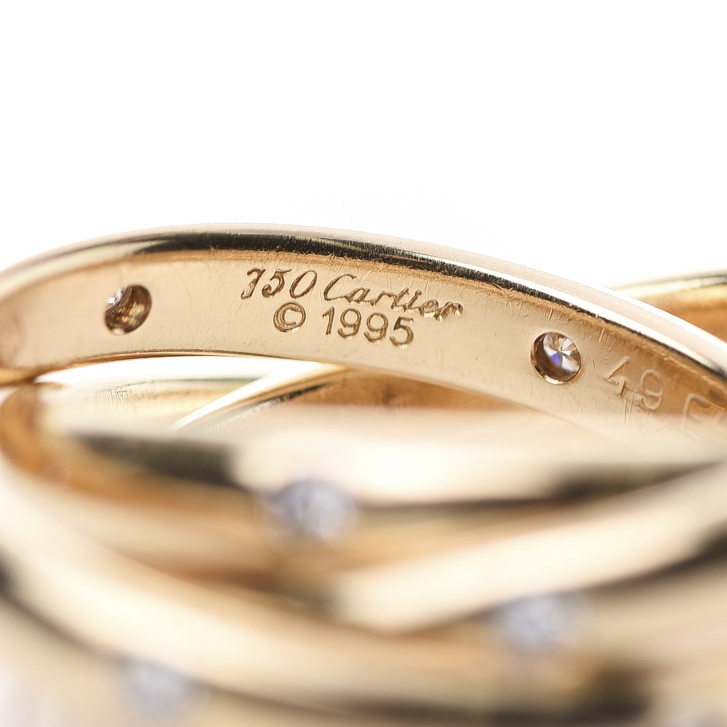18K Yellow Gold Diamond Constellation Trinity Ring 49 4.75