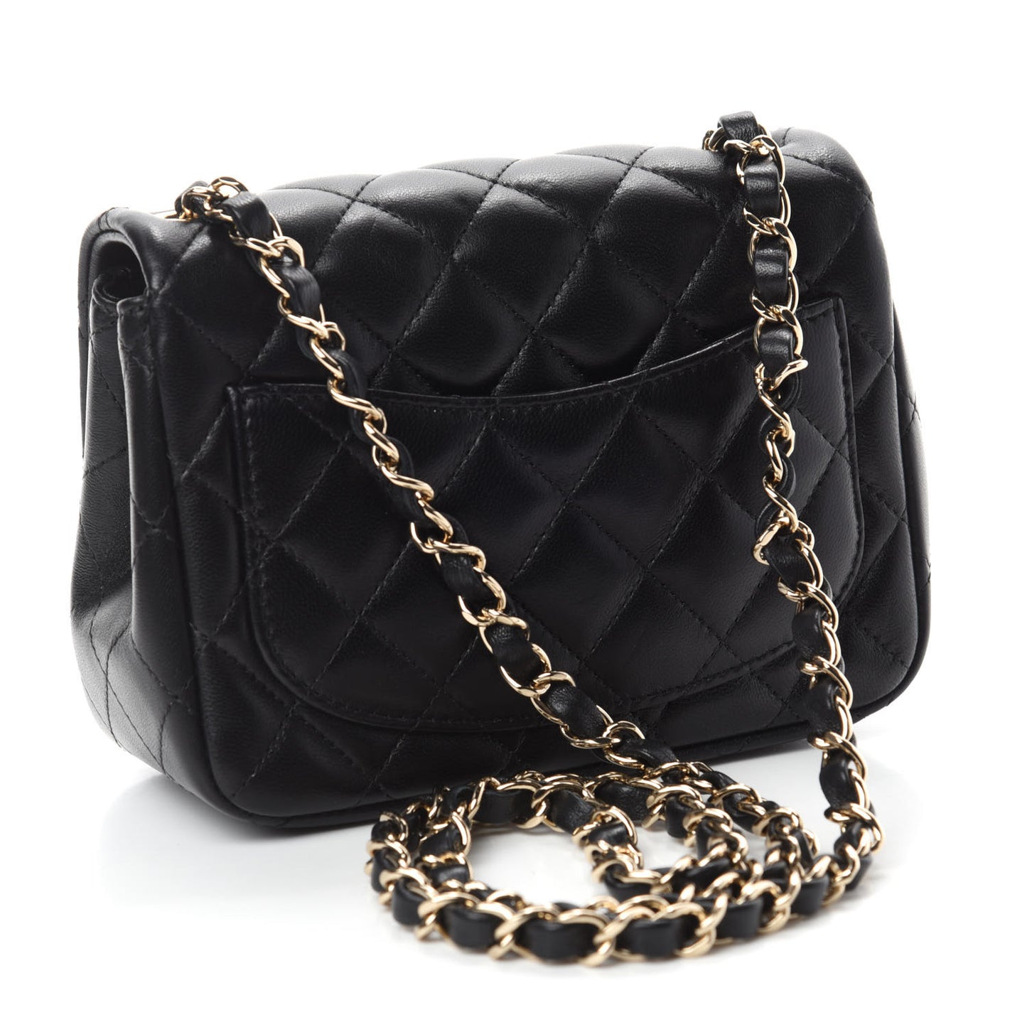 Lambskin Quilted Mini Square Flap Black
